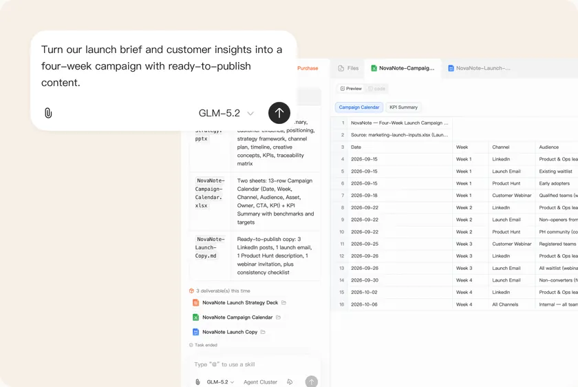 A four-week campaign content calendar generated by AutoClaw from a launch brief